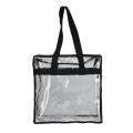 12 X 12 Stadium Security Approved Large Black Plastic All Clear Vinyl PVC Tote Bag with Long Shoulder Strap